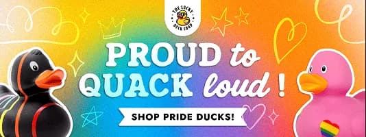 Lucky Duck Shop Proud to Quack Loud pride banner