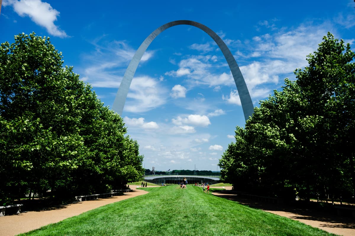 The Gateway Arch rising above the St. Louis riverfront