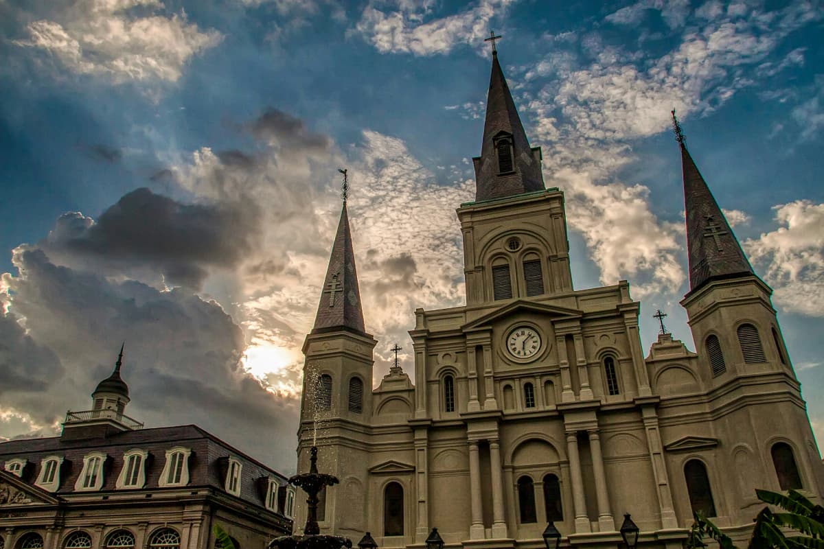 St. Louis Cathedral overlooking Jackson Square in the French Quarter of New Orleans