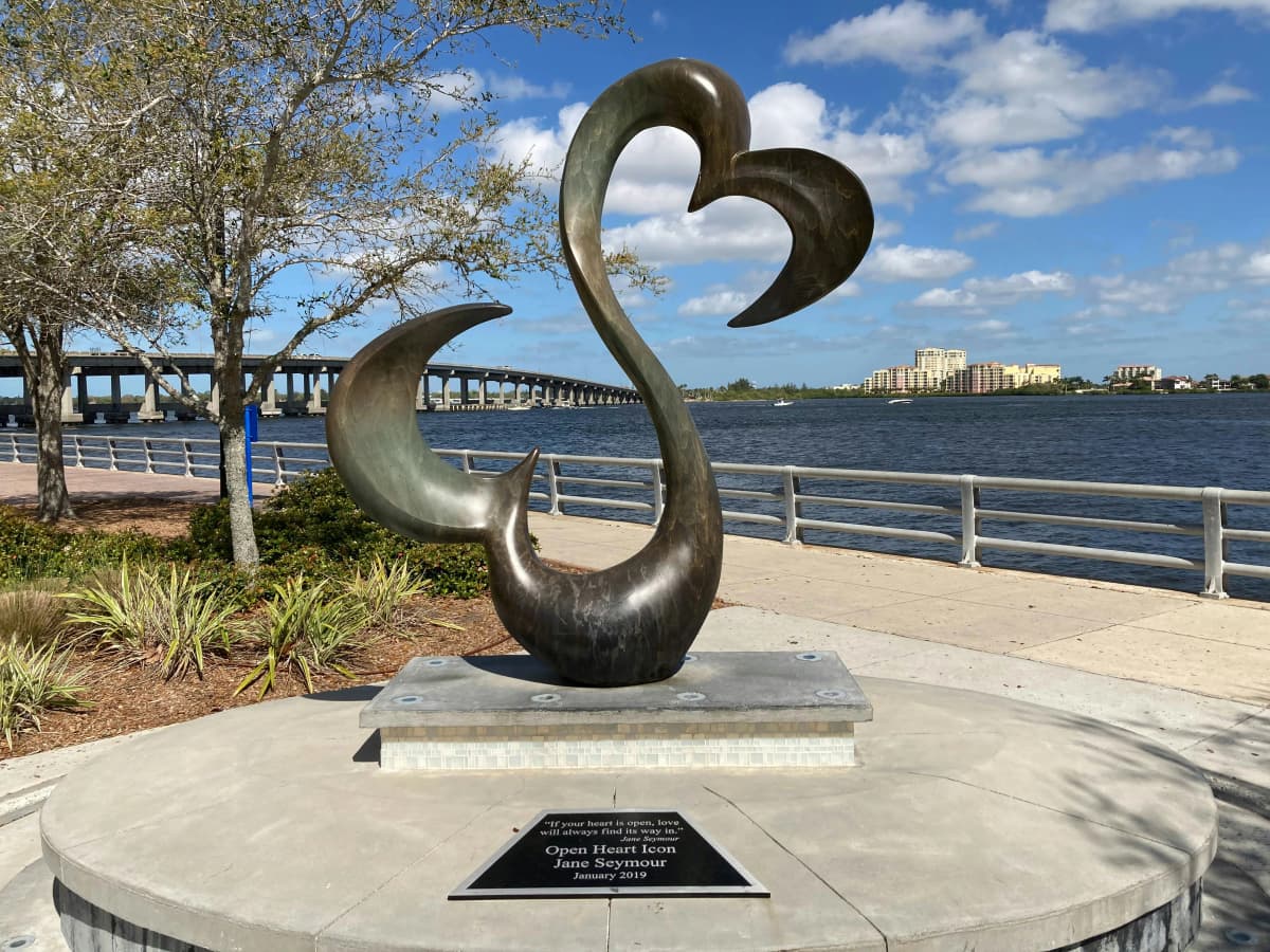 Bradenton Riverwalk along the Manatee River at sunset