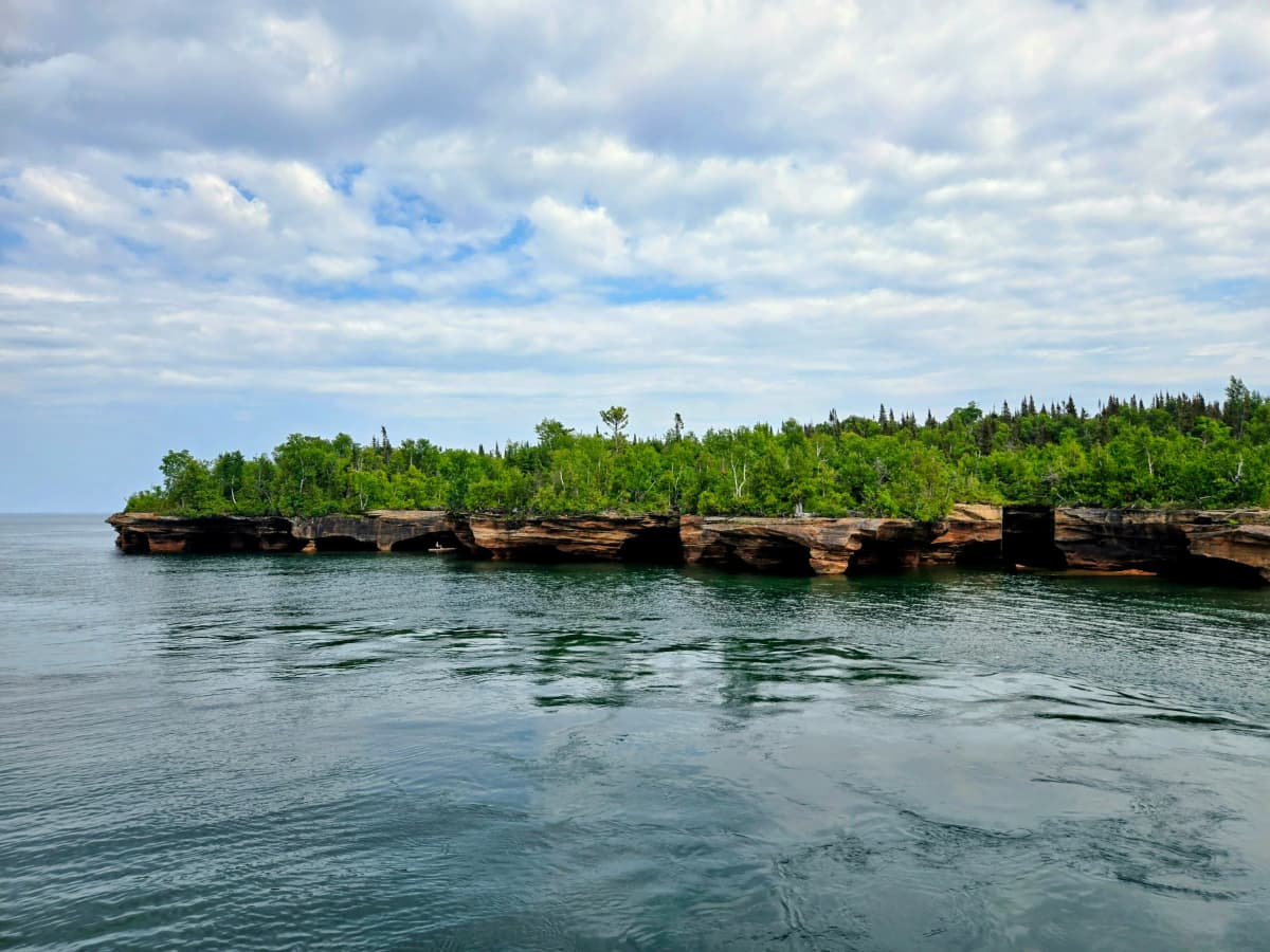 Sandstone sea caves along Lake Superior in the Apostle Islands, Wisconsin