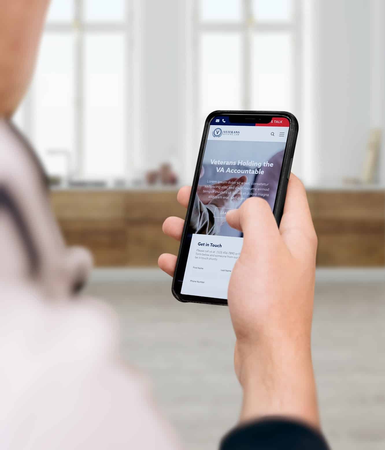 veterans affairs law mockup on cellphone being held