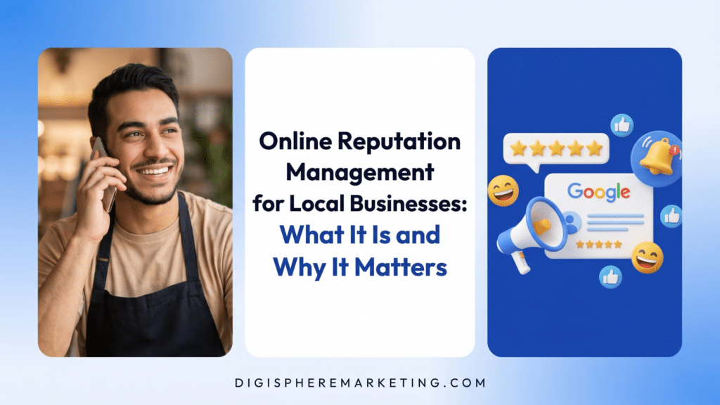 Business reputation management services for local businesses — Google reviews, star ratings, and online monitoring to improve local search rankings, by DigiSphere Marketing Sarasota