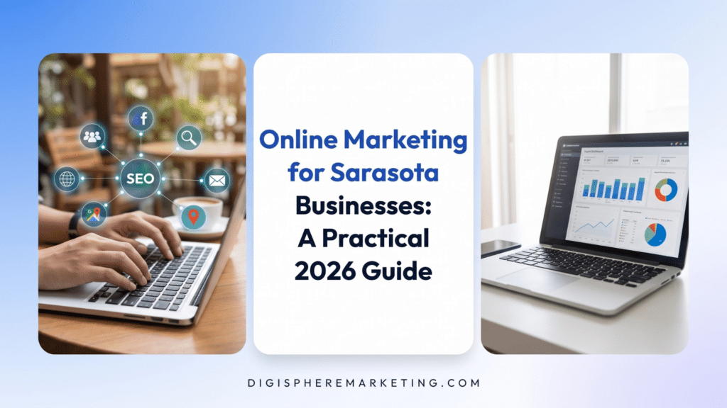Online marketing for Sarasota businesses in 2026 covering SEO, paid search, social media, and local digital marketing channels.