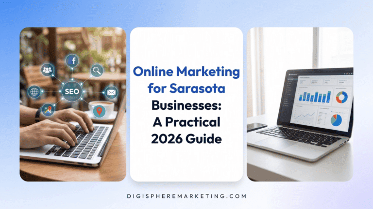 Online marketing for Sarasota businesses in 2026 covering SEO, paid search, social media, and local digital marketing channels.
